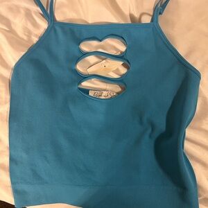 Blue Cut-Out Women's Top